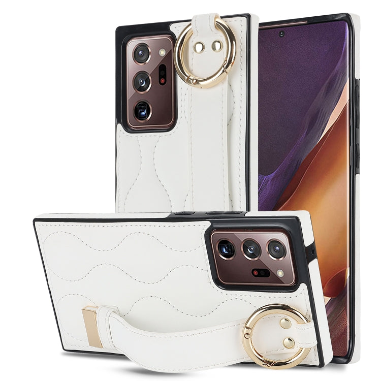 Non-slip Full Coverage Ring PU Phone Case with Wristband, For Samsung Galaxy S22+, For Samsung Galaxy S22, For Samsung Galaxy Note20 Ultra, For Samsung Galaxy Note20