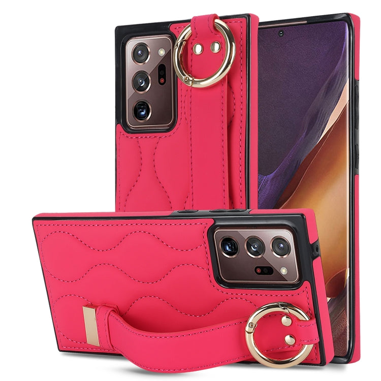 Non-slip Full Coverage Ring PU Phone Case with Wristband, For Samsung Galaxy S22+, For Samsung Galaxy S22, For Samsung Galaxy Note20 Ultra, For Samsung Galaxy Note20