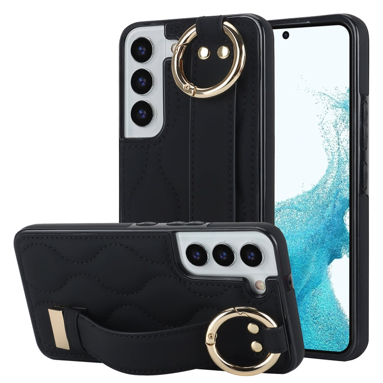 Non-slip Full Coverage Ring PU Phone Case with Wristband, For Samsung Galaxy S22+, For Samsung Galaxy S22, For Samsung Galaxy Note20 Ultra, For Samsung Galaxy Note20