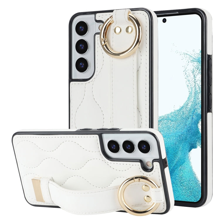 Non-slip Full Coverage Ring PU Phone Case with Wristband, For Samsung Galaxy S22+, For Samsung Galaxy S22, For Samsung Galaxy Note20 Ultra, For Samsung Galaxy Note20