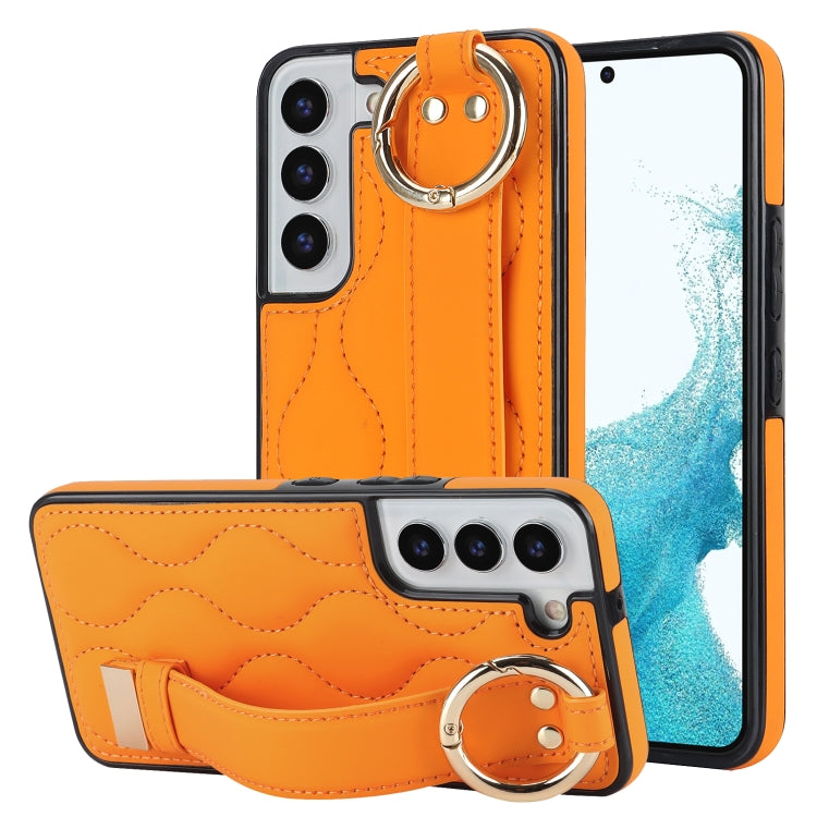 Non-slip Full Coverage Ring PU Phone Case with Wristband, For Samsung Galaxy S22+, For Samsung Galaxy S22, For Samsung Galaxy Note20 Ultra, For Samsung Galaxy Note20