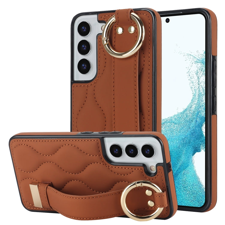 Non-slip Full Coverage Ring PU Phone Case with Wristband, For Samsung Galaxy S22+, For Samsung Galaxy S22, For Samsung Galaxy Note20 Ultra, For Samsung Galaxy Note20