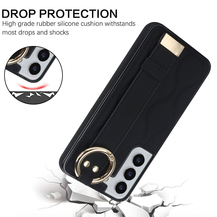 Non-slip Full Coverage Ring PU Phone Case with Wristband, For Samsung Galaxy S22+, For Samsung Galaxy S22, For Samsung Galaxy Note20 Ultra, For Samsung Galaxy Note20