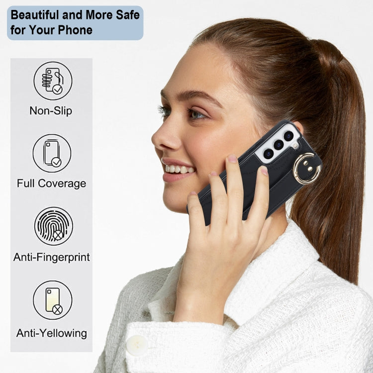 Non-slip Full Coverage Ring PU Phone Case with Wristband, For Samsung Galaxy S22+, For Samsung Galaxy S22, For Samsung Galaxy Note20 Ultra, For Samsung Galaxy Note20