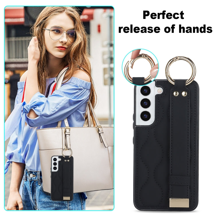 Non-slip Full Coverage Ring PU Phone Case with Wristband, For Samsung Galaxy S22+, For Samsung Galaxy S22, For Samsung Galaxy Note20 Ultra, For Samsung Galaxy Note20