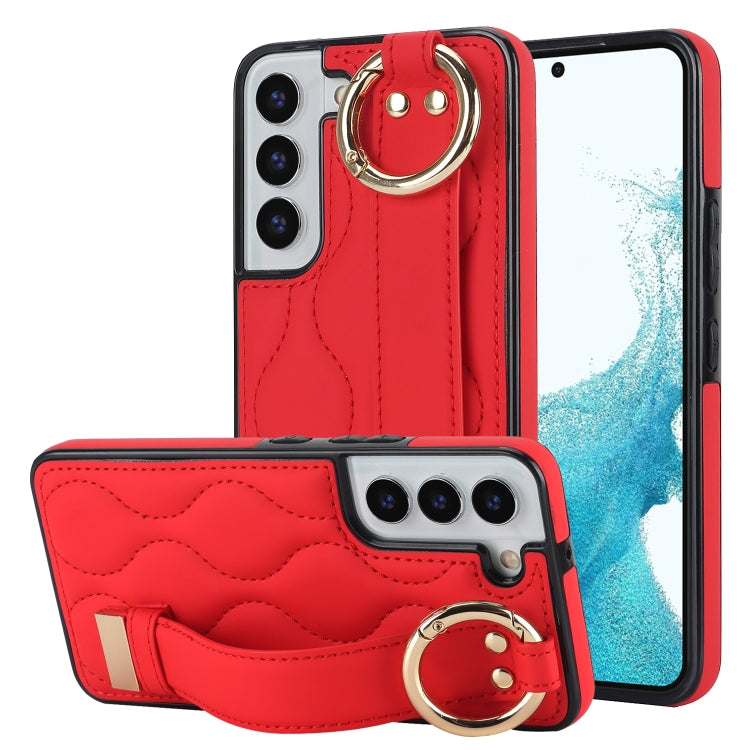 Non-slip Full Coverage Ring PU Phone Case with Wristband, For Samsung Galaxy S22+, For Samsung Galaxy S22, For Samsung Galaxy Note20 Ultra, For Samsung Galaxy Note20