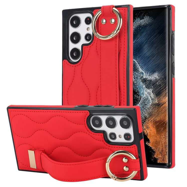 Non-slip Full Coverage Ring PU Phone Case with Wristband, For Samsung Galaxy A14 4G / 5G, For Samsung Galaxy A54 5G, For Samsung Galaxy S23 Ultra, For Samsung Galaxy S23, For Samsung Galaxy A53 5G, For Samsung Galaxy S22 Ultra