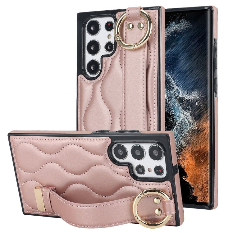Non-slip Full Coverage Ring PU Phone Case with Wristband, For Samsung Galaxy A14 4G / 5G, For Samsung Galaxy A54 5G, For Samsung Galaxy S23 Ultra, For Samsung Galaxy S23, For Samsung Galaxy A53 5G, For Samsung Galaxy S22 Ultra