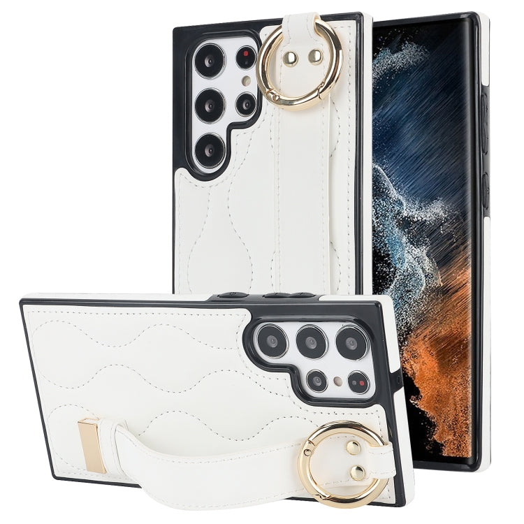 Non-slip Full Coverage Ring PU Phone Case with Wristband, For Samsung Galaxy A14 4G / 5G, For Samsung Galaxy A54 5G, For Samsung Galaxy S23 Ultra, For Samsung Galaxy S23, For Samsung Galaxy A53 5G, For Samsung Galaxy S22 Ultra