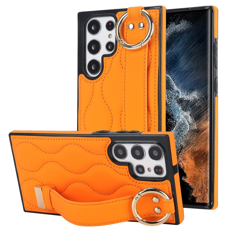 Non-slip Full Coverage Ring PU Phone Case with Wristband, For Samsung Galaxy A14 4G / 5G, For Samsung Galaxy A54 5G, For Samsung Galaxy S23 Ultra, For Samsung Galaxy S23, For Samsung Galaxy A53 5G, For Samsung Galaxy S22 Ultra