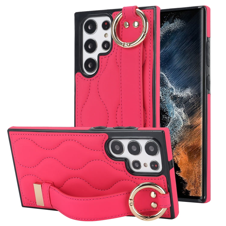Non-slip Full Coverage Ring PU Phone Case with Wristband, For Samsung Galaxy A14 4G / 5G, For Samsung Galaxy A54 5G, For Samsung Galaxy S23 Ultra, For Samsung Galaxy S23, For Samsung Galaxy A53 5G, For Samsung Galaxy S22 Ultra