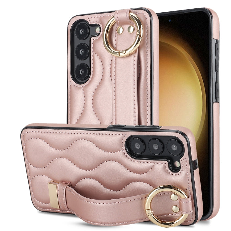 Non-slip Full Coverage Ring PU Phone Case with Wristband, For Samsung Galaxy A14 4G / 5G, For Samsung Galaxy A54 5G, For Samsung Galaxy S23 Ultra, For Samsung Galaxy S23, For Samsung Galaxy A53 5G, For Samsung Galaxy S22 Ultra