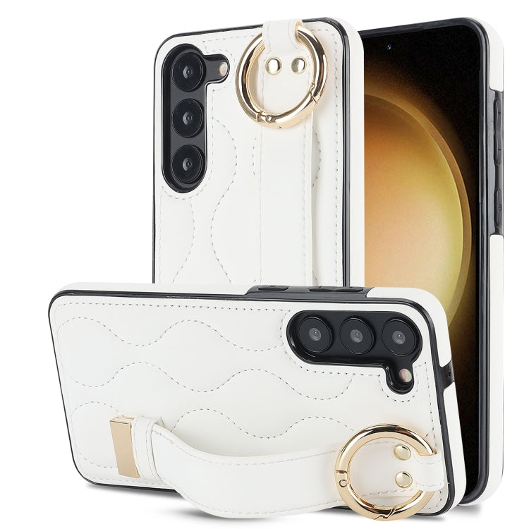 Non-slip Full Coverage Ring PU Phone Case with Wristband, For Samsung Galaxy A14 4G / 5G, For Samsung Galaxy A54 5G, For Samsung Galaxy S23 Ultra, For Samsung Galaxy S23, For Samsung Galaxy A53 5G, For Samsung Galaxy S22 Ultra