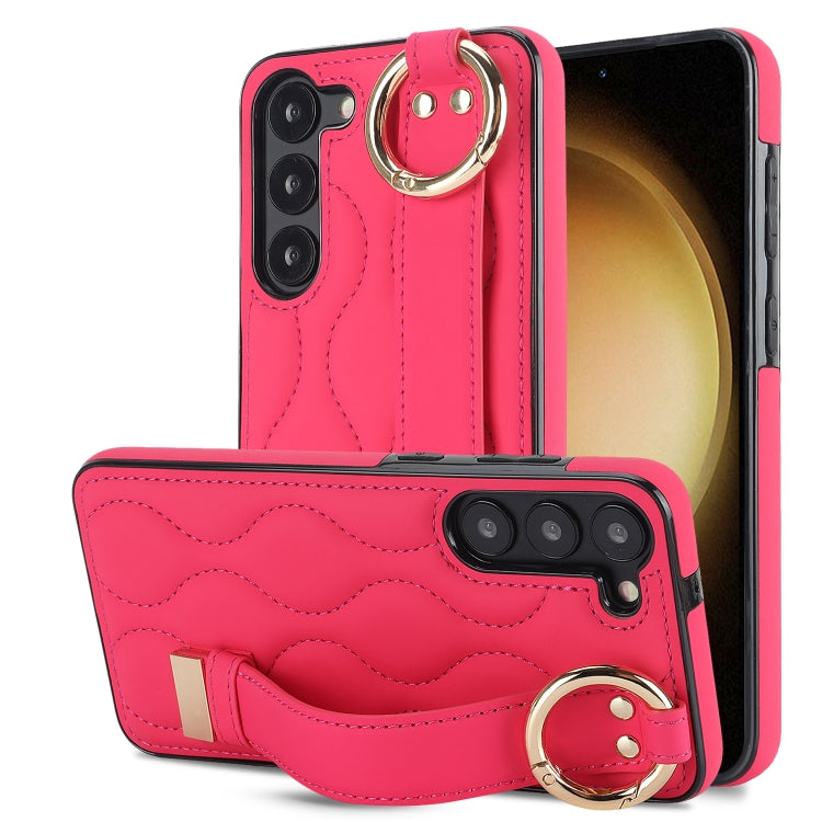 Non-slip Full Coverage Ring PU Phone Case with Wristband, For Samsung Galaxy A14 4G / 5G, For Samsung Galaxy A54 5G, For Samsung Galaxy S23 Ultra, For Samsung Galaxy S23, For Samsung Galaxy A53 5G, For Samsung Galaxy S22 Ultra