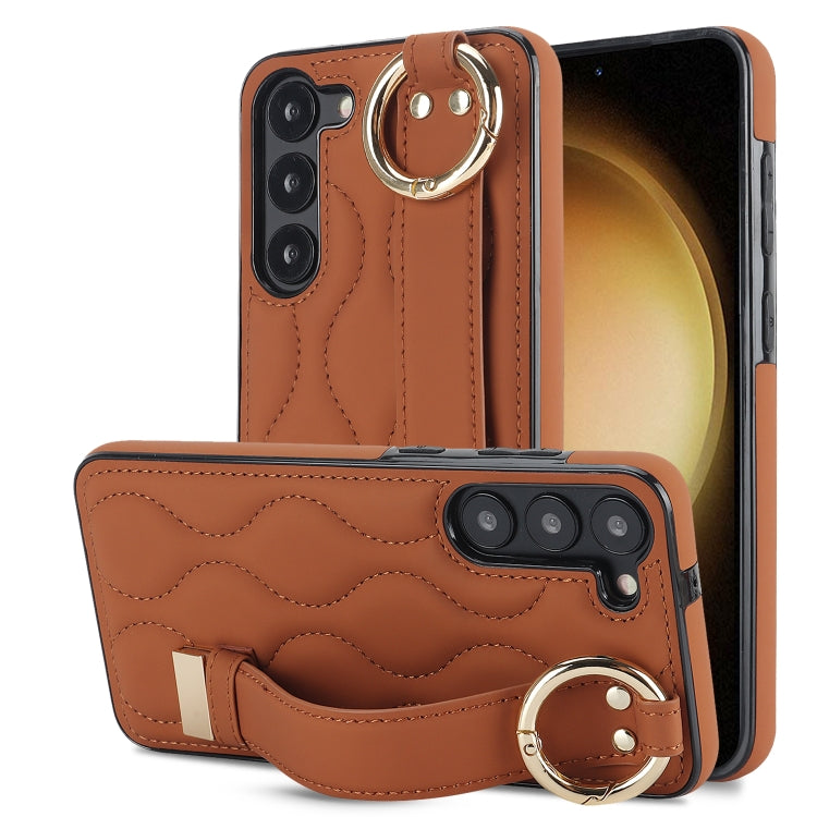 Non-slip Full Coverage Ring PU Phone Case with Wristband, For Samsung Galaxy A14 4G / 5G, For Samsung Galaxy A54 5G, For Samsung Galaxy S23 Ultra, For Samsung Galaxy S23, For Samsung Galaxy A53 5G, For Samsung Galaxy S22 Ultra