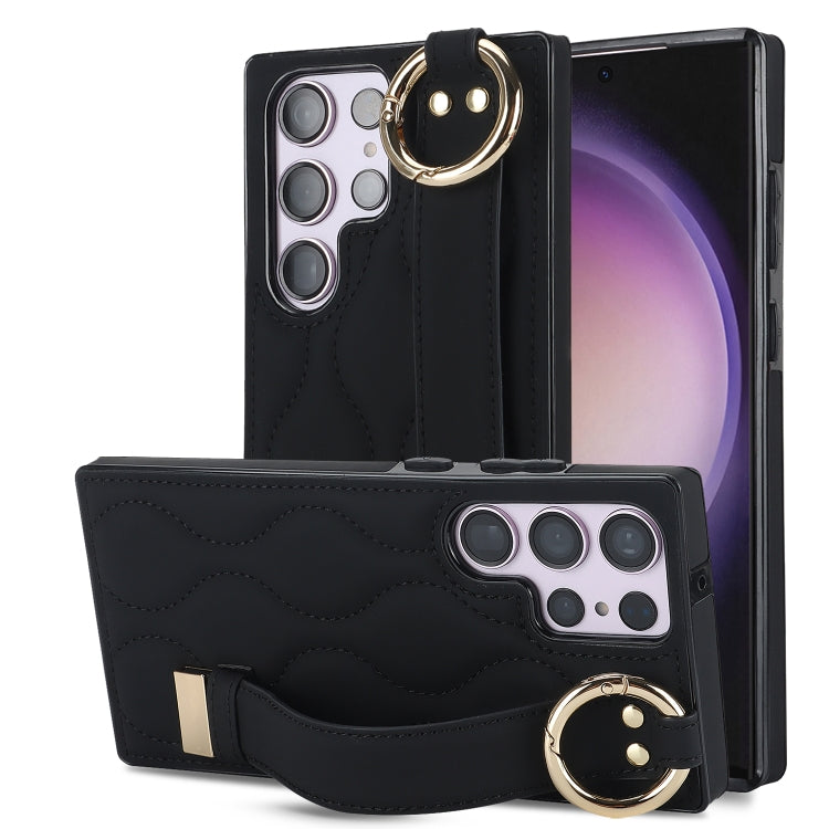 Non-slip Full Coverage Ring PU Phone Case with Wristband, For Samsung Galaxy A14 4G / 5G, For Samsung Galaxy A54 5G, For Samsung Galaxy S23 Ultra, For Samsung Galaxy S23, For Samsung Galaxy A53 5G, For Samsung Galaxy S22 Ultra