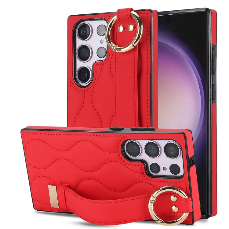 Non-slip Full Coverage Ring PU Phone Case with Wristband, For Samsung Galaxy A14 4G / 5G, For Samsung Galaxy A54 5G, For Samsung Galaxy S23 Ultra, For Samsung Galaxy S23, For Samsung Galaxy A53 5G, For Samsung Galaxy S22 Ultra