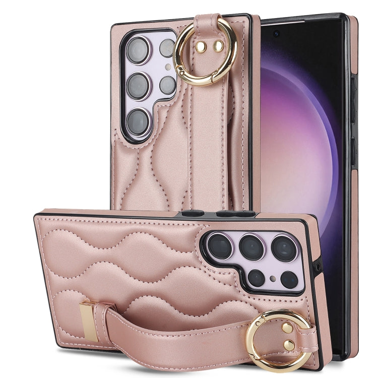 Non-slip Full Coverage Ring PU Phone Case with Wristband, For Samsung Galaxy A14 4G / 5G, For Samsung Galaxy A54 5G, For Samsung Galaxy S23 Ultra, For Samsung Galaxy S23, For Samsung Galaxy A53 5G, For Samsung Galaxy S22 Ultra