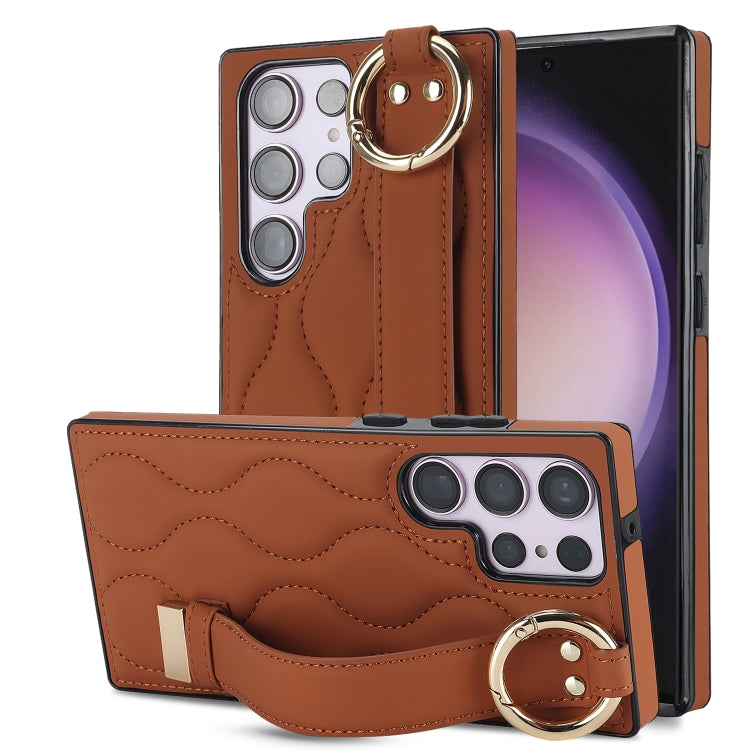 Non-slip Full Coverage Ring PU Phone Case with Wristband, For Samsung Galaxy A14 4G / 5G, For Samsung Galaxy A54 5G, For Samsung Galaxy S23 Ultra, For Samsung Galaxy S23, For Samsung Galaxy A53 5G, For Samsung Galaxy S22 Ultra