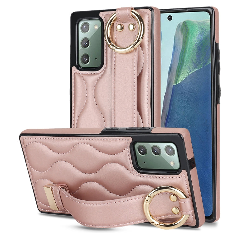 Non-slip Full Coverage Ring PU Phone Case with Wristband, For Samsung Galaxy S22+, For Samsung Galaxy S22, For Samsung Galaxy Note20 Ultra, For Samsung Galaxy Note20