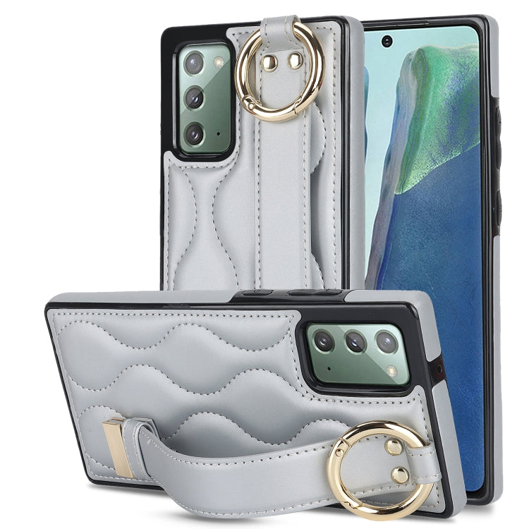 Non-slip Full Coverage Ring PU Phone Case with Wristband, For Samsung Galaxy S22+, For Samsung Galaxy S22, For Samsung Galaxy Note20 Ultra, For Samsung Galaxy Note20