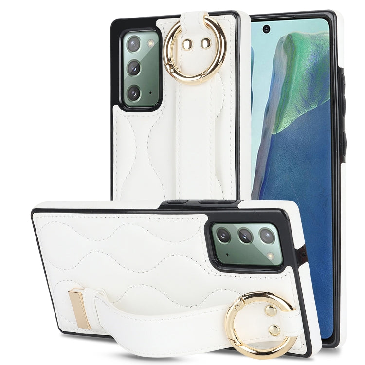 Non-slip Full Coverage Ring PU Phone Case with Wristband, For Samsung Galaxy S22+, For Samsung Galaxy S22, For Samsung Galaxy Note20 Ultra, For Samsung Galaxy Note20