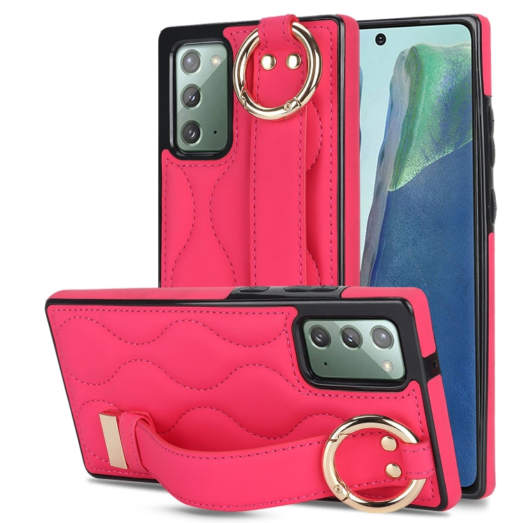 Non-slip Full Coverage Ring PU Phone Case with Wristband, For Samsung Galaxy S22+, For Samsung Galaxy S22, For Samsung Galaxy Note20 Ultra, For Samsung Galaxy Note20