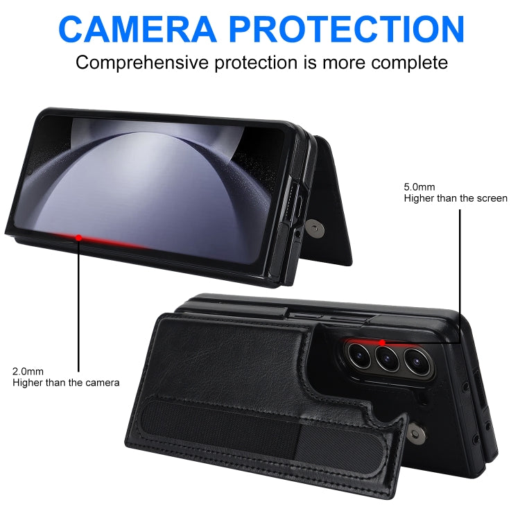 Full Coverage Fold Double Buckle PU Phone Case with Pen Slots, For Samsung Galaxy Z Fold5, For Samsung Galaxy Z Fold4, For Samsung Galaxy Z Fold3