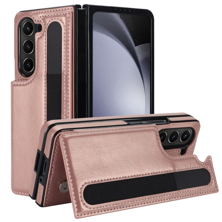 Full Coverage Fold Double Buckle PU Phone Case with Pen Slots, For Samsung Galaxy Z Fold5, For Samsung Galaxy Z Fold4, For Samsung Galaxy Z Fold3
