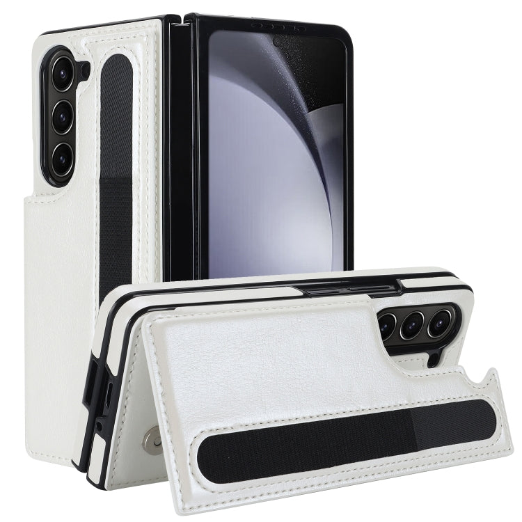 Full Coverage Fold Double Buckle PU Phone Case with Pen Slots, For Samsung Galaxy Z Fold5, For Samsung Galaxy Z Fold4, For Samsung Galaxy Z Fold3