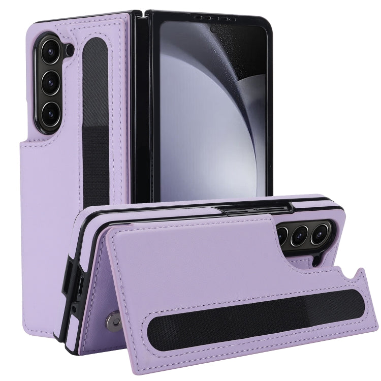 Full Coverage Fold Double Buckle PU Phone Case with Pen Slots, For Samsung Galaxy Z Fold5, For Samsung Galaxy Z Fold4, For Samsung Galaxy Z Fold3