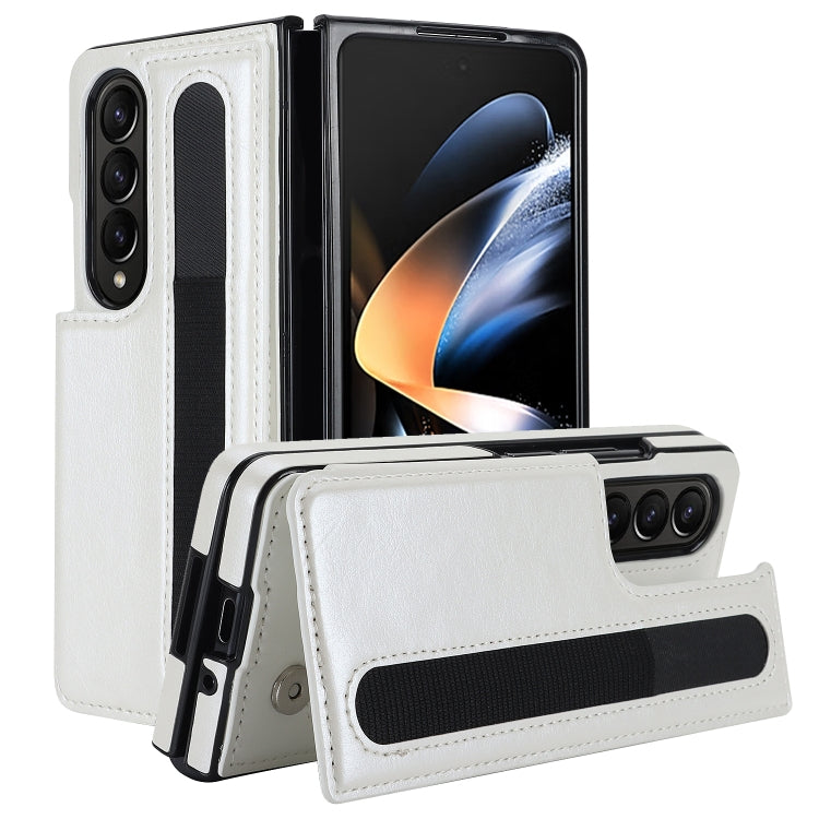 Full Coverage Fold Double Buckle PU Phone Case with Pen Slots, For Samsung Galaxy Z Fold5, For Samsung Galaxy Z Fold4, For Samsung Galaxy Z Fold3