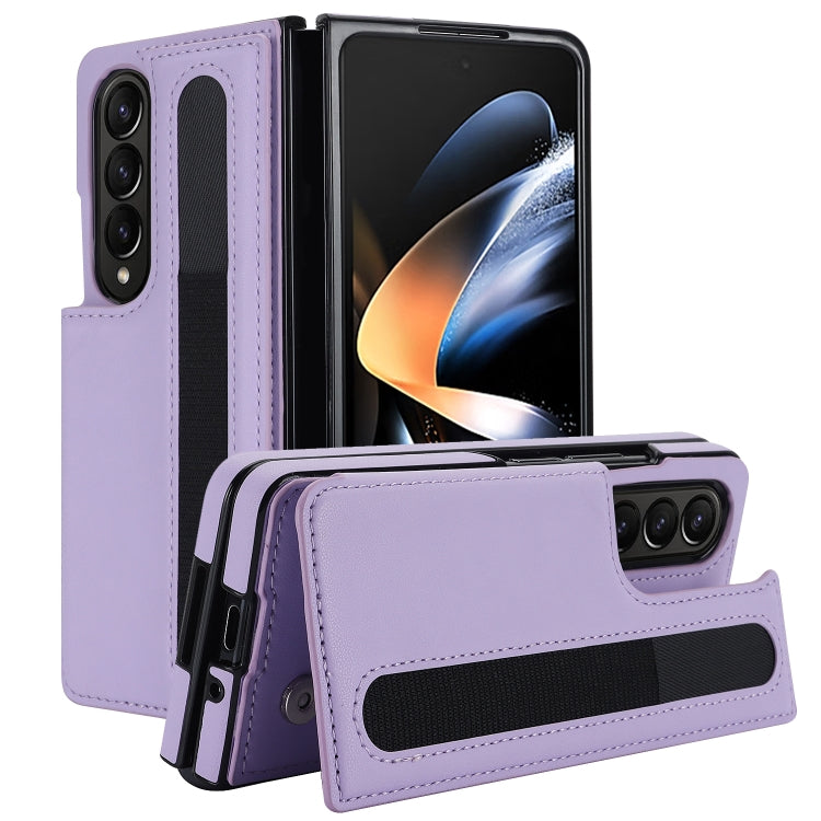 Full Coverage Fold Double Buckle PU Phone Case with Pen Slots, For Samsung Galaxy Z Fold5, For Samsung Galaxy Z Fold4, For Samsung Galaxy Z Fold3