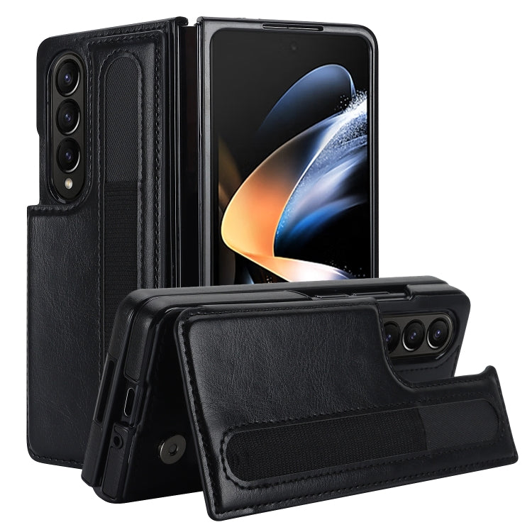 Full Coverage Fold Double Buckle PU Phone Case with Pen Slots, For Samsung Galaxy Z Fold5, For Samsung Galaxy Z Fold4, For Samsung Galaxy Z Fold3