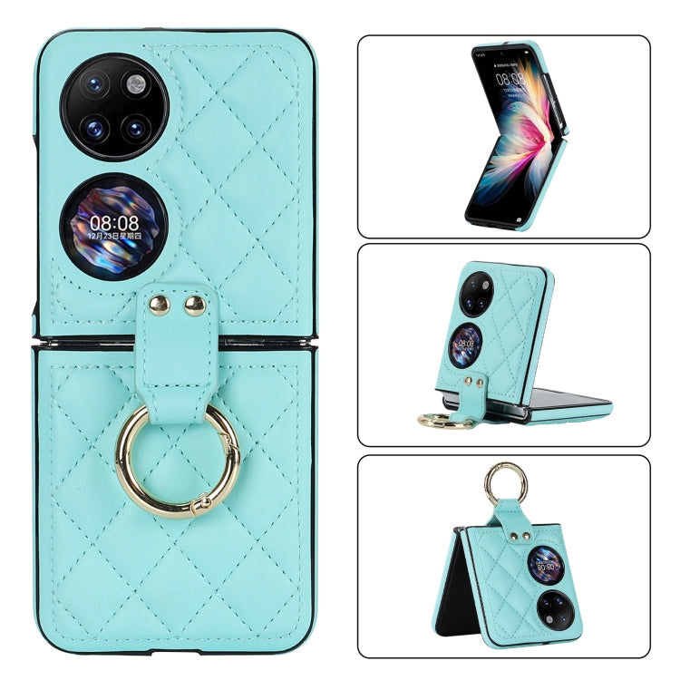 Rhombic Microfiber Folding Phone Case with Ring, For Huawei P50 Pocket