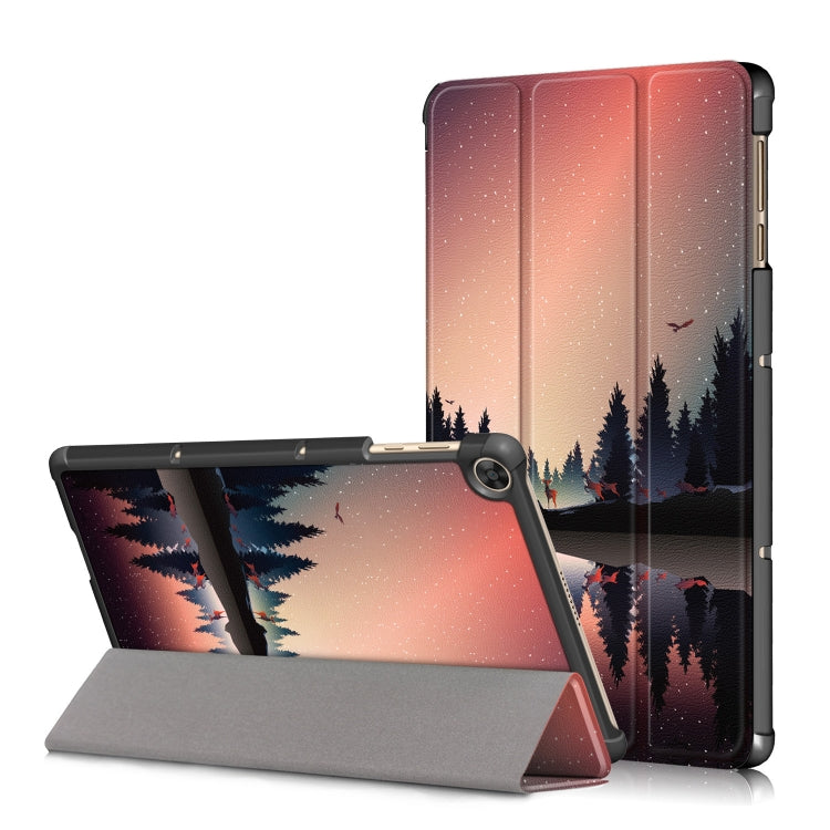 Custer Painted Painted 3-folding Holder Tablet PC Leather Case, For Honor Pad 7 10.1inch/X8/X8 Lite