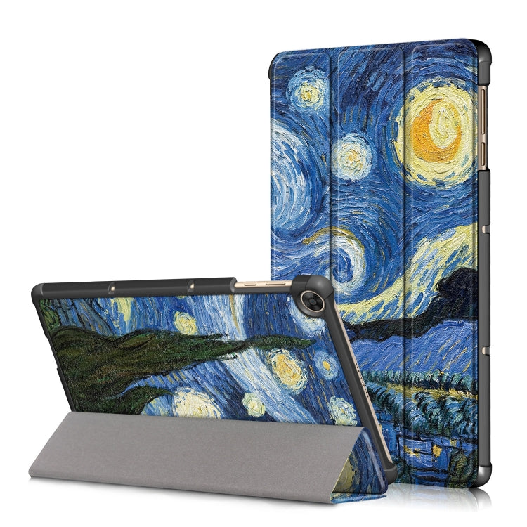 Custer Painted Painted 3-folding Holder Tablet PC Leather Case, For Honor Pad 7 10.1inch/X8/X8 Lite