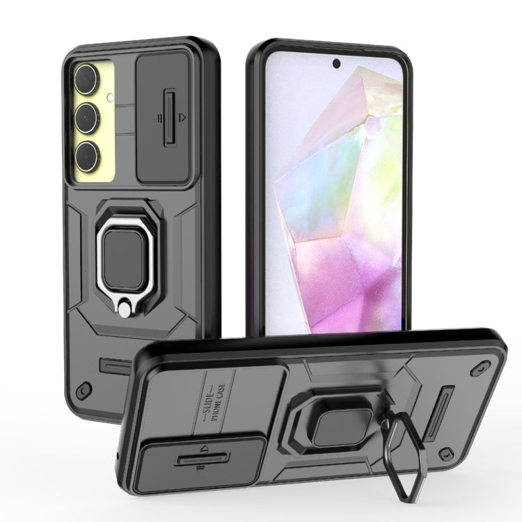 Sliding Camshield TPU + PC Shockproof Phone Case with Holder, For Samsung Galaxy M55 5G, For Samsung Galaxy M15 5G, For Samsung Galaxy A15 5G, For Samsung Galaxy A55 5G, For Samsung Galaxy A35 5G, For Samsung Galaxy S24 Ultra 5G                        ...