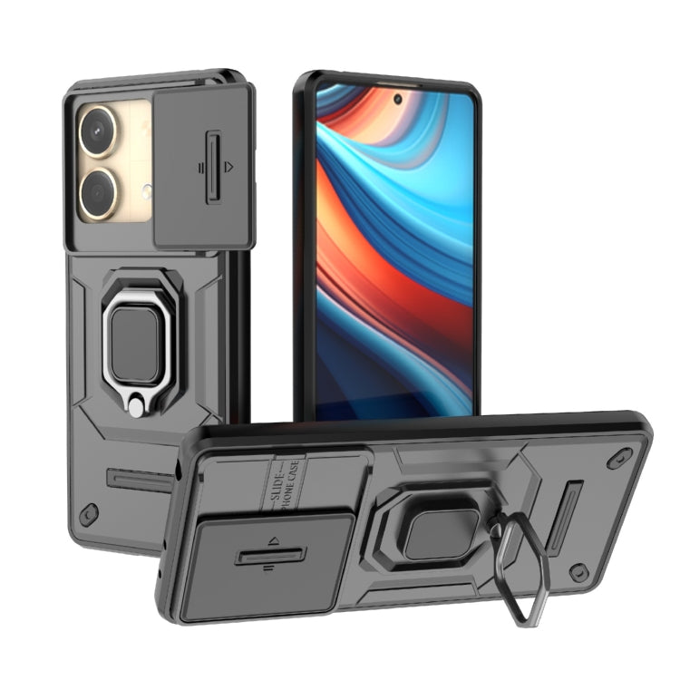 Sliding Camshield TPU + PC Shockproof Phone Case with Holder, For Xiaomi Redmi 13 4G Global, For Xiaomi Redmi Turbo 3 5G, For Xiaomi Redmi A3 4G Global, For Xiaomi Redmi Note 13 Pro 4G Global, For Xiaomi Redmi Note 13 4G Global, For Xiaomi Redmi K70E 5...