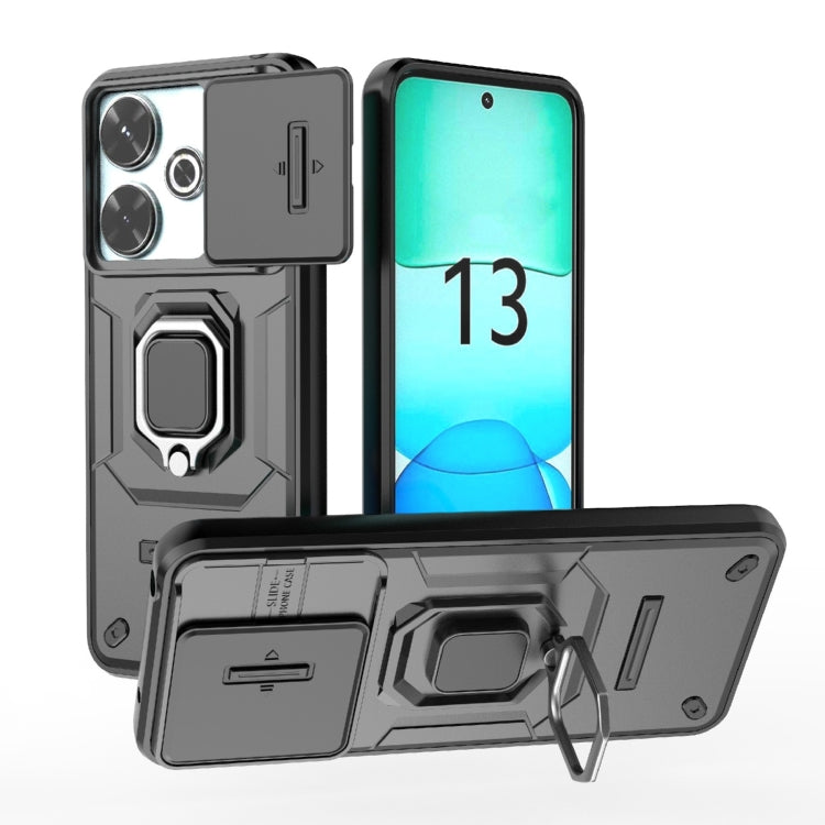 Sliding Camshield TPU + PC Shockproof Phone Case with Holder, For Xiaomi Redmi 13 4G Global, For Xiaomi Redmi Turbo 3 5G, For Xiaomi Redmi A3 4G Global, For Xiaomi Redmi Note 13 Pro 4G Global, For Xiaomi Redmi Note 13 4G Global, For Xiaomi Redmi K70E 5...