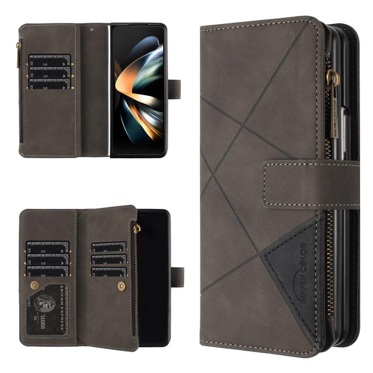 Rhombus Texture Zipper Wallet Leather Phone Case, For Samsung Galaxy Z Fold7, For Samsung Galaxy Z Fold6, For Samsung Galaxy Z Fold5, For Samsung Galaxy Z Fold4, For Samsung Galaxy Z Fold3