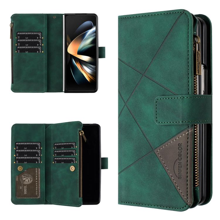 Rhombus Texture Zipper Wallet Leather Phone Case, For Samsung Galaxy Z Fold7, For Samsung Galaxy Z Fold6, For Samsung Galaxy Z Fold5, For Samsung Galaxy Z Fold4, For Samsung Galaxy Z Fold3