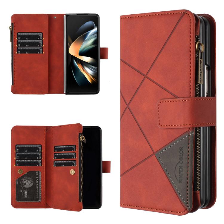 Rhombus Texture Zipper Wallet Leather Phone Case, For Samsung Galaxy Z Fold7, For Samsung Galaxy Z Fold6, For Samsung Galaxy Z Fold5, For Samsung Galaxy Z Fold4, For Samsung Galaxy Z Fold3