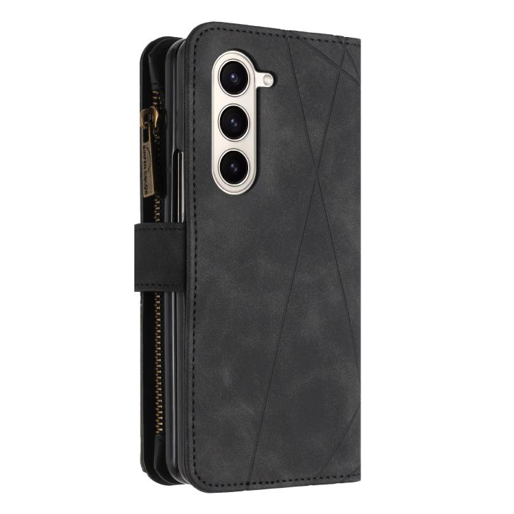 Rhombus Texture Zipper Wallet Leather Phone Case, For Galaxy Z Fold8 5G, For Galaxy Z Fold8 Ultra 5G, For Samsung Galaxy Z Fold7, For Samsung Galaxy Z Fold6, For Samsung Galaxy Z Fold5, For Samsung Galaxy Z Fold4, For Samsung Galaxy Z Fold3