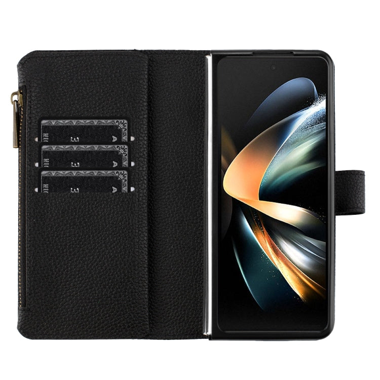 Litchi Texture Zipper Wallet Leather Phone Case, For Samsung Galaxy Z Fold5, For Samsung Galaxy Z Fold4, For Samsung Galaxy Z Fold3