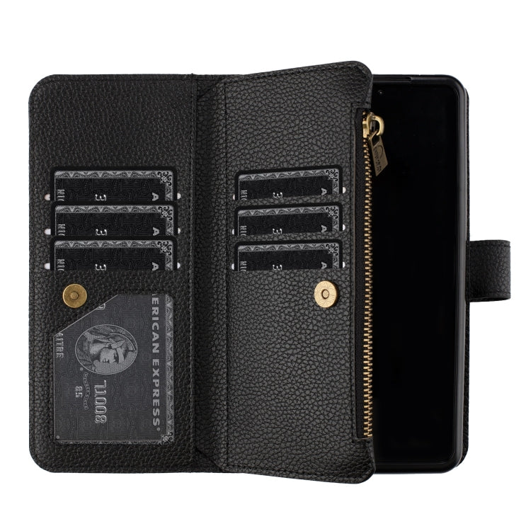 Litchi Texture Zipper Wallet Leather Phone Case, For Samsung Galaxy Z Fold5, For Samsung Galaxy Z Fold4, For Samsung Galaxy Z Fold3