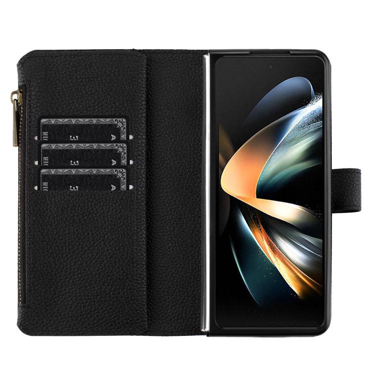 Litchi Texture Zipper Wallet Leather Phone Case, For Galaxy Z Fold8 Ultra 5G, For Samsung Galaxy Z Fold5, For Samsung Galaxy Z Fold4, For Samsung Galaxy Z Fold3
