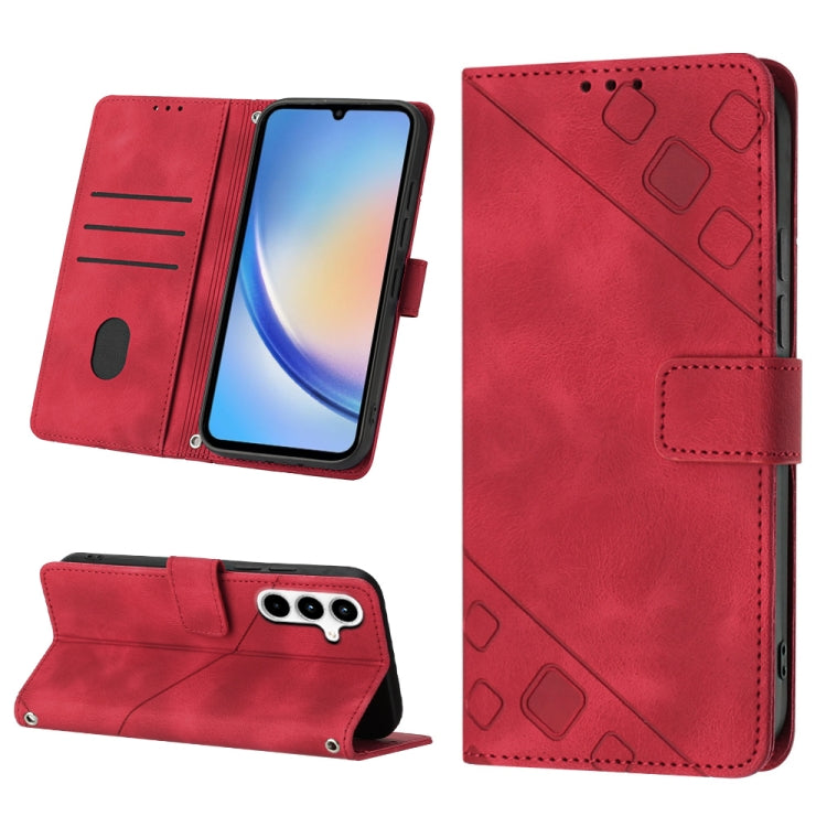 Skin-feel Embossed Leather Phone Case, For Samsung Galaxy Z Fold6, For Samsung Galaxy M55, For Samsung Galaxy M15/F15 5G Global, For Samsung Galaxy Xcover7, For For Samsung Galaxy A55, For Samsung Galaxy A35 5G, For Samsung Galaxy S24 Ultra 5G         ...