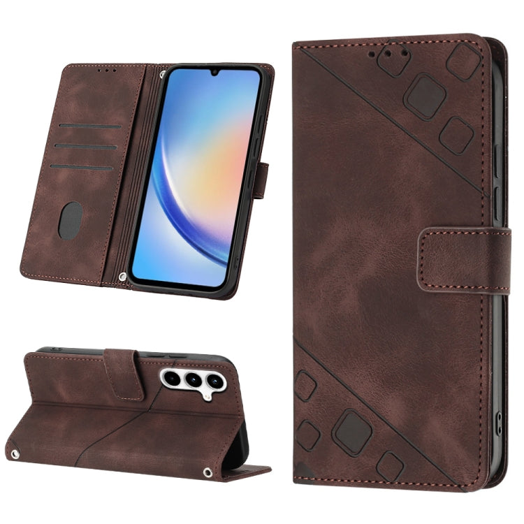 Skin-feel Embossed Leather Phone Case, For Samsung Galaxy Z Fold6, For Samsung Galaxy M55, For Samsung Galaxy M15/F15 5G Global, For Samsung Galaxy Xcover7, For For Samsung Galaxy A55, For Samsung Galaxy A35 5G, For Samsung Galaxy S24 Ultra 5G         ...