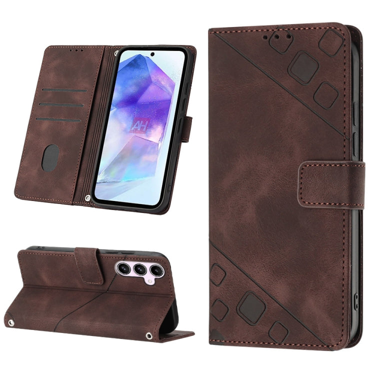 Skin-feel Embossed Leather Phone Case, For Samsung Galaxy Z Fold6, For Samsung Galaxy M55, For Samsung Galaxy M15/F15 5G Global, For Samsung Galaxy Xcover7, For For Samsung Galaxy A55, For Samsung Galaxy A35 5G, For Samsung Galaxy S24 Ultra 5G         ...